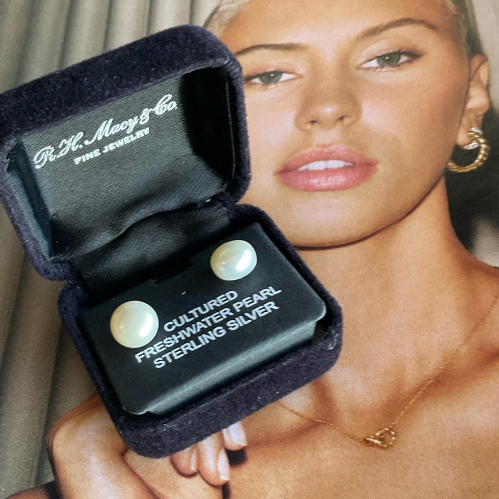 Macy's Cultured Freshwater Pearl Sterling Silver Earrings